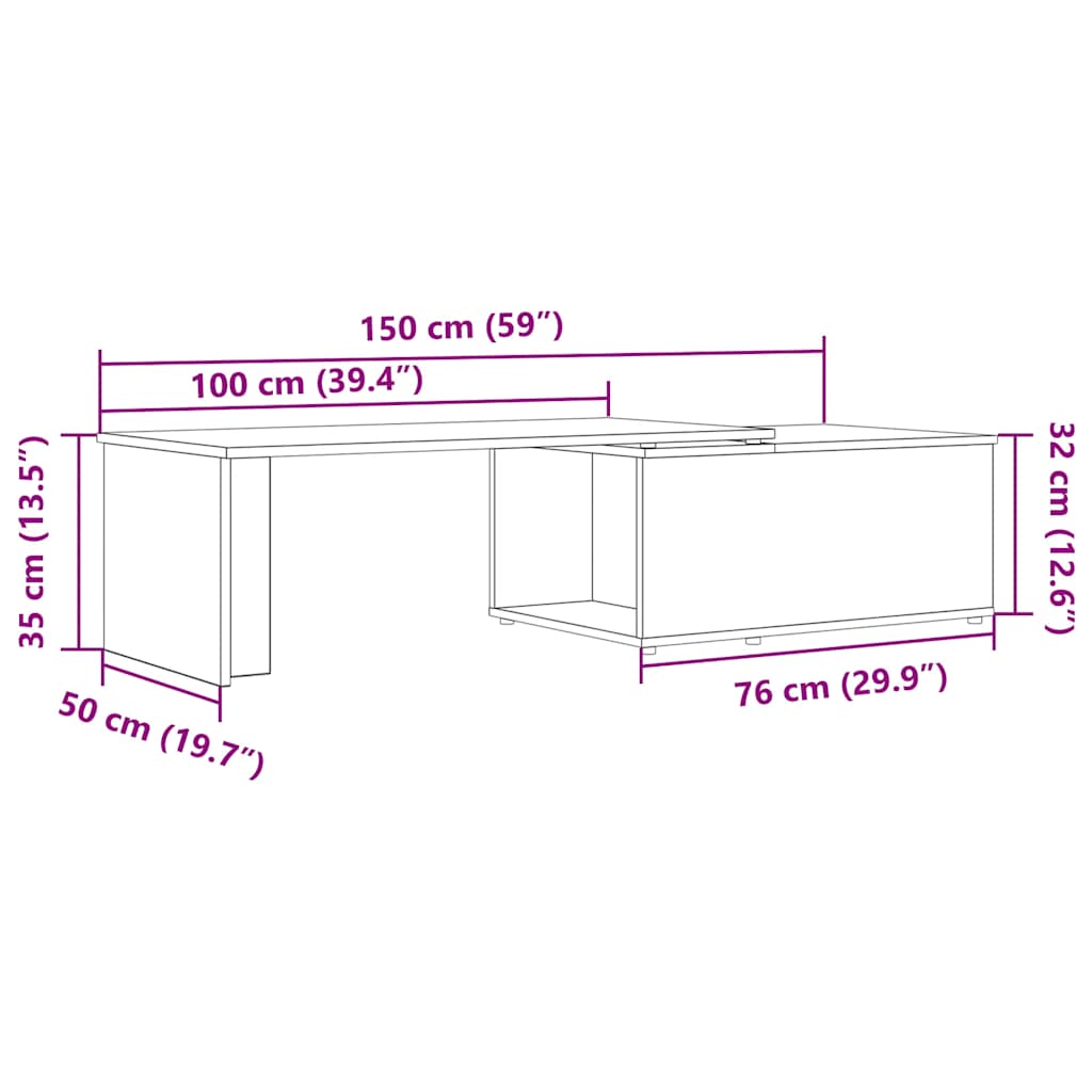 Tavolino da Salotto Rovere Artigianale 150x50x35 cm Truciolato | homemem39