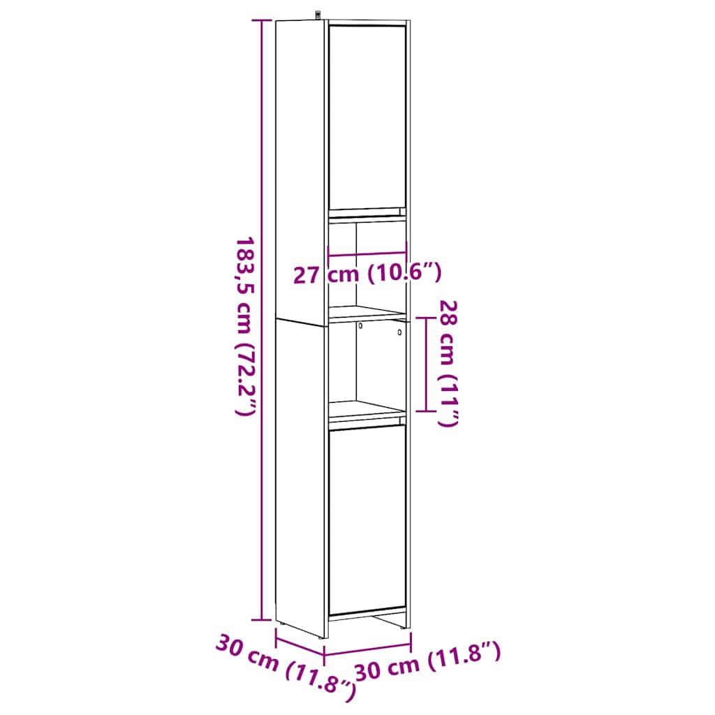 Mobile da Bagno Rovere Artigianale 30x30x183,5 cm in Truciolato - homemem39