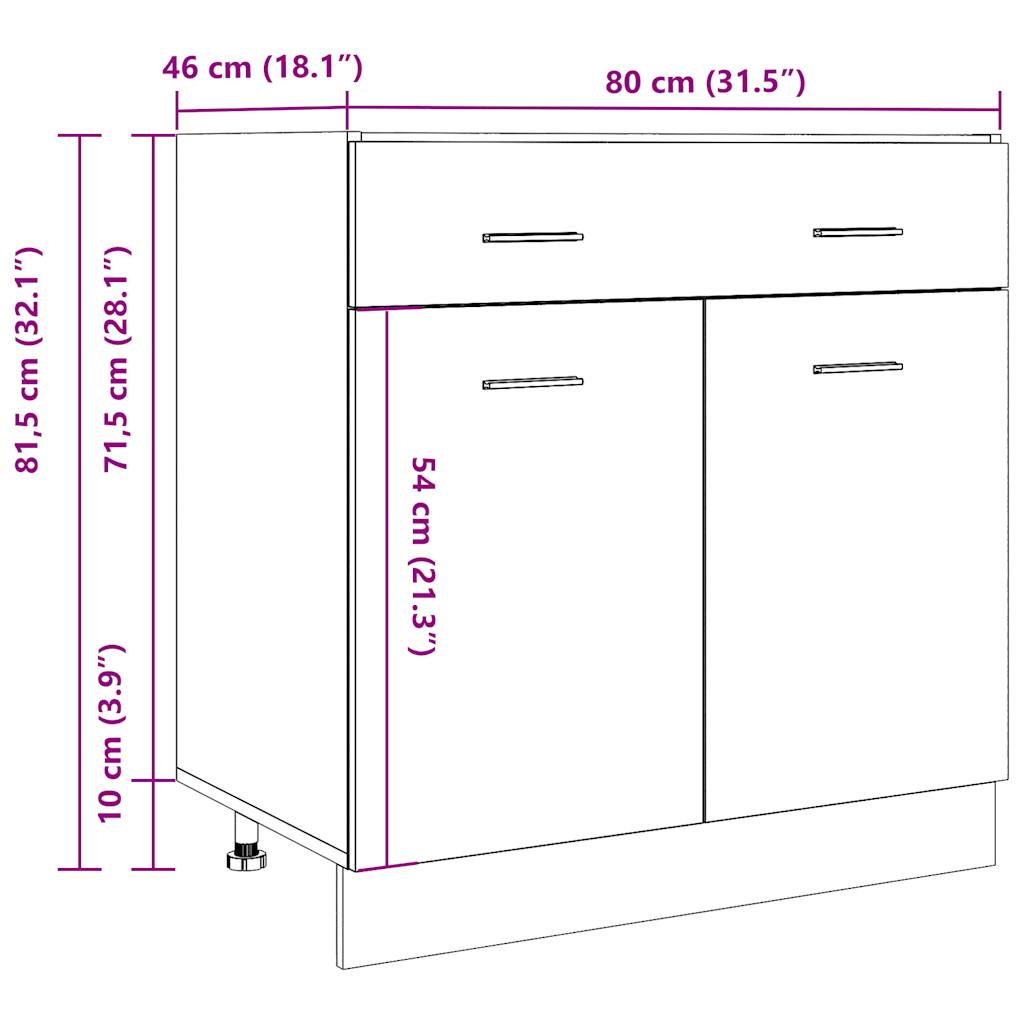 Cassettiera “Lyon” Rovere Artigianale 80x46x81,5 cm | homemem39