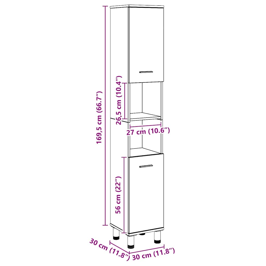 Mobiletto da Bagno Rovere Artigianale Legno Multistrato