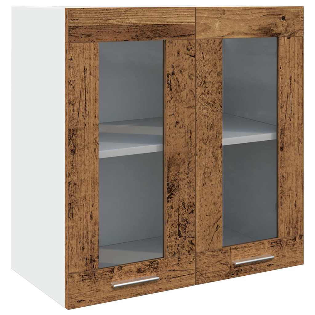 Pensile da Cucina “Lyon” con Anta in Vetro Legno Antico - homemem39