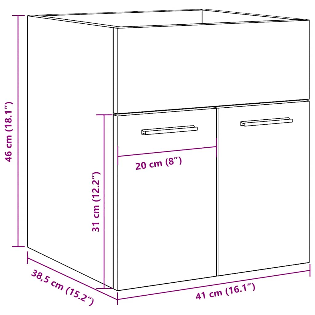 Mobile Lavabo Bagno Grigio Cemento 41x38,5x46 cm in Truciolato | homemem39