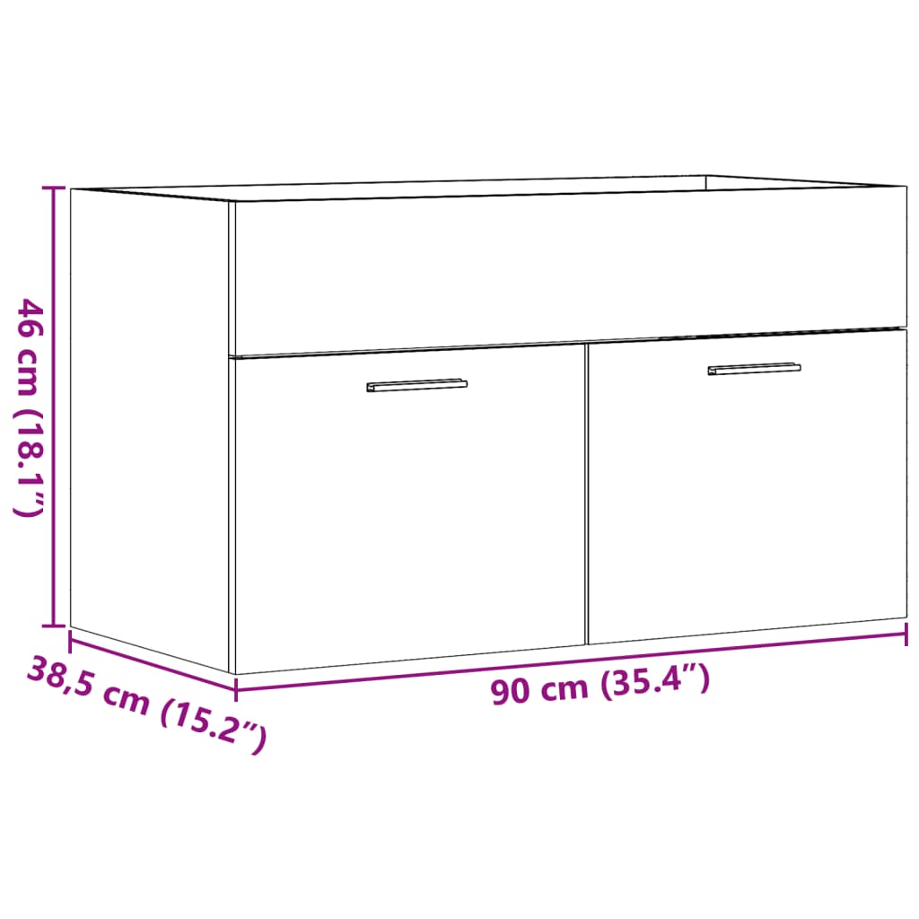 Mobile Lavabo Bagno Rovere Sonoma 90x38,5x46 cm Multistrato