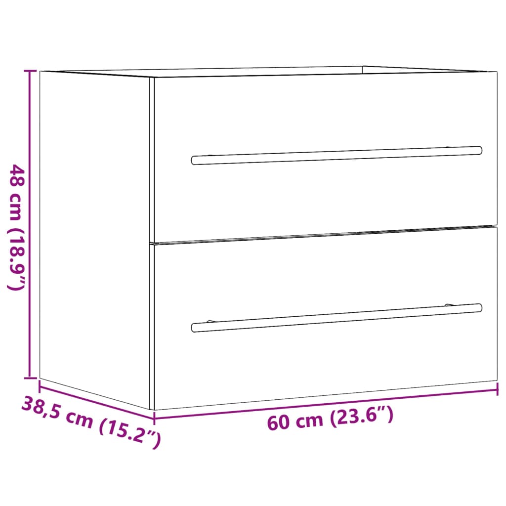 Mobile Lavabo Rovere Sonoma 60x38,5x48 cm in Legno Multistrato | homemem39