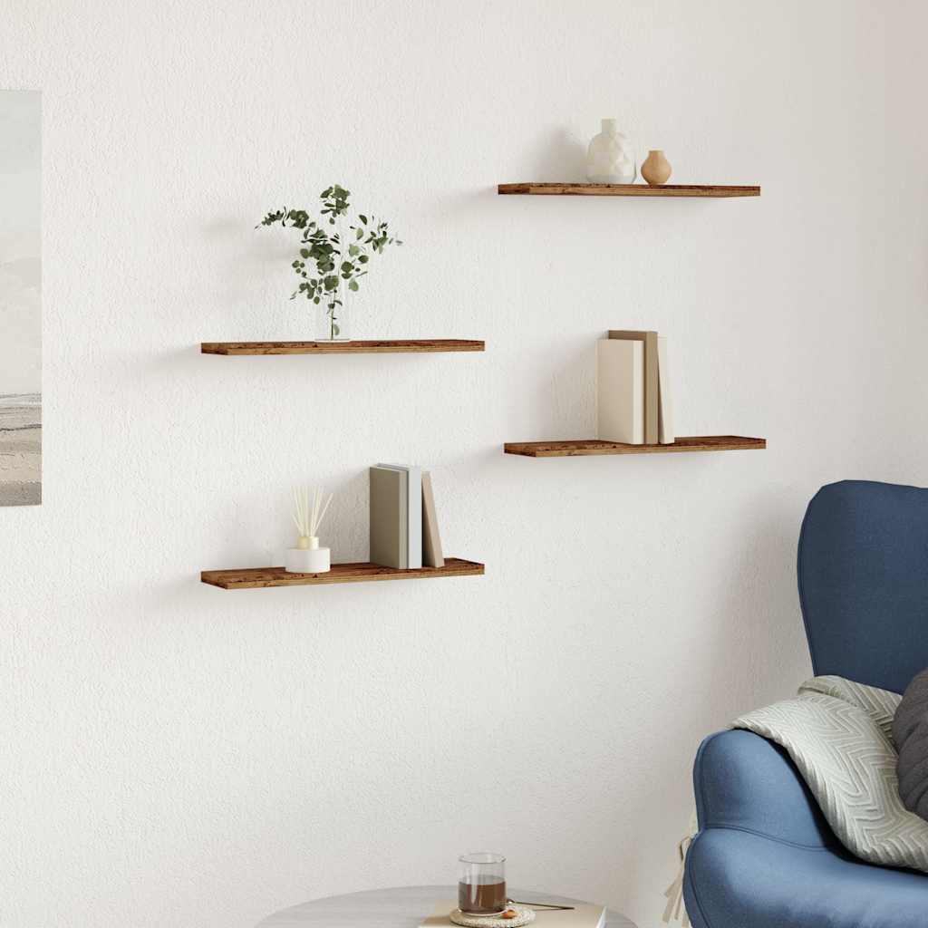 Mensole a Parete 4 pz Legno Antico 40x20x1,5 cm in Truciolato - homemem39