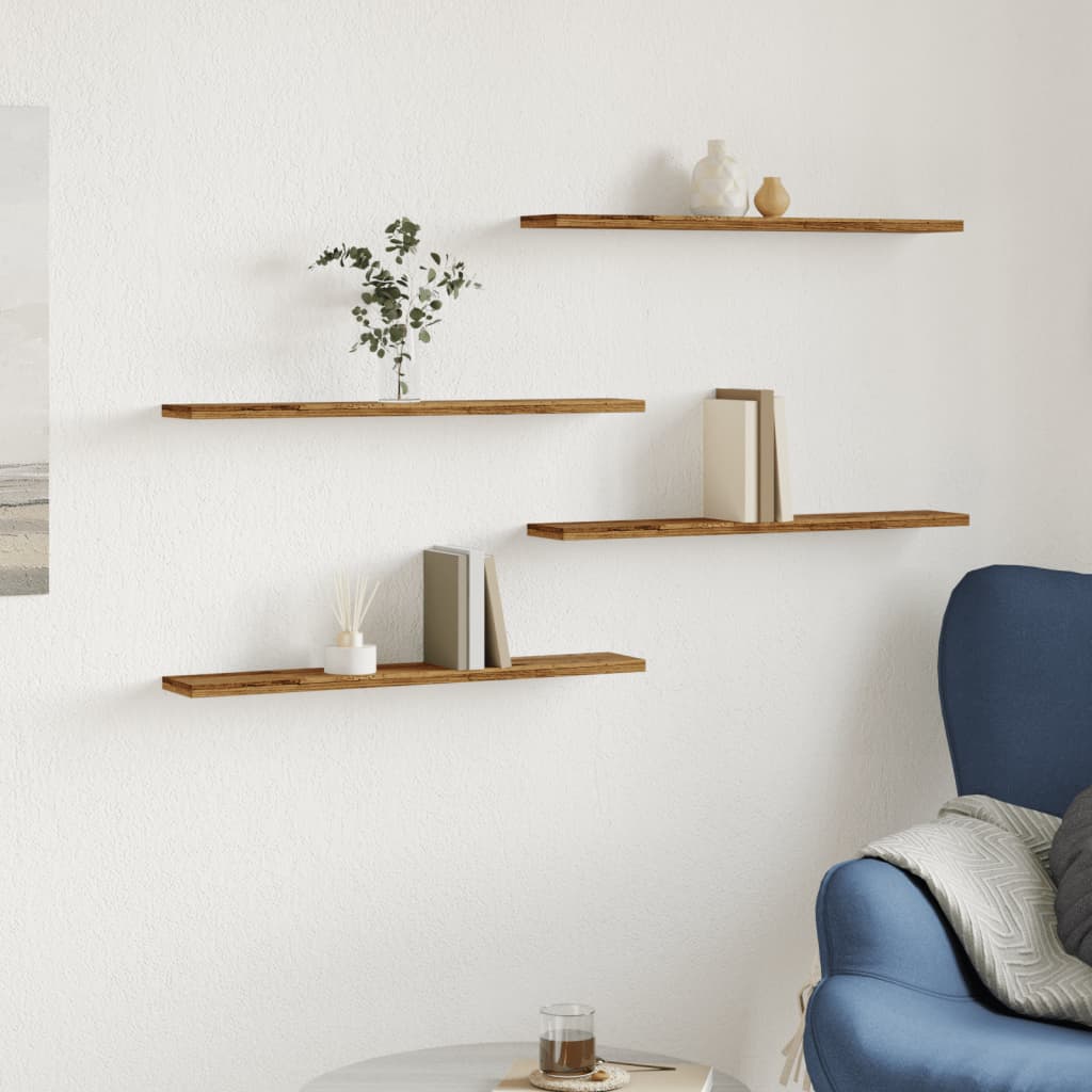Ripiani Libreria 4 pz Legno Vecchio 60x10x1,5 cm in Truciolato - homemem39