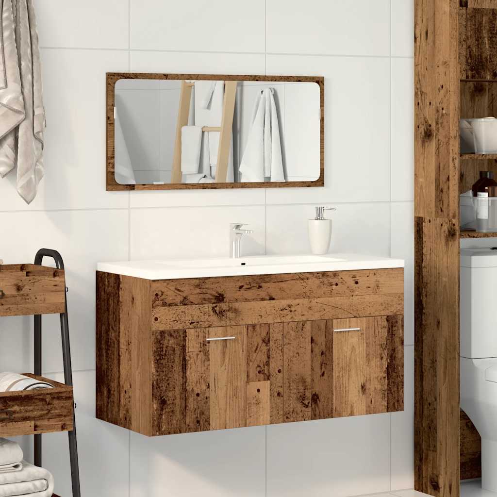 Mobile da Bagno con Specchio in Legno Antico Legno Multistrato | homemem39