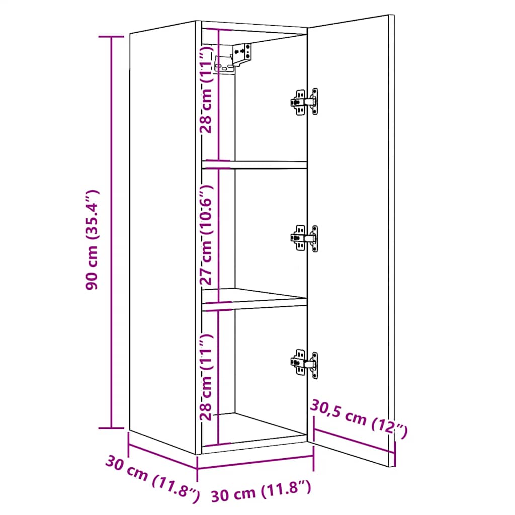 Mobili TV 2 pz Legno Antico 30,5x30x90 cm in Legno Multistrato | homemem39