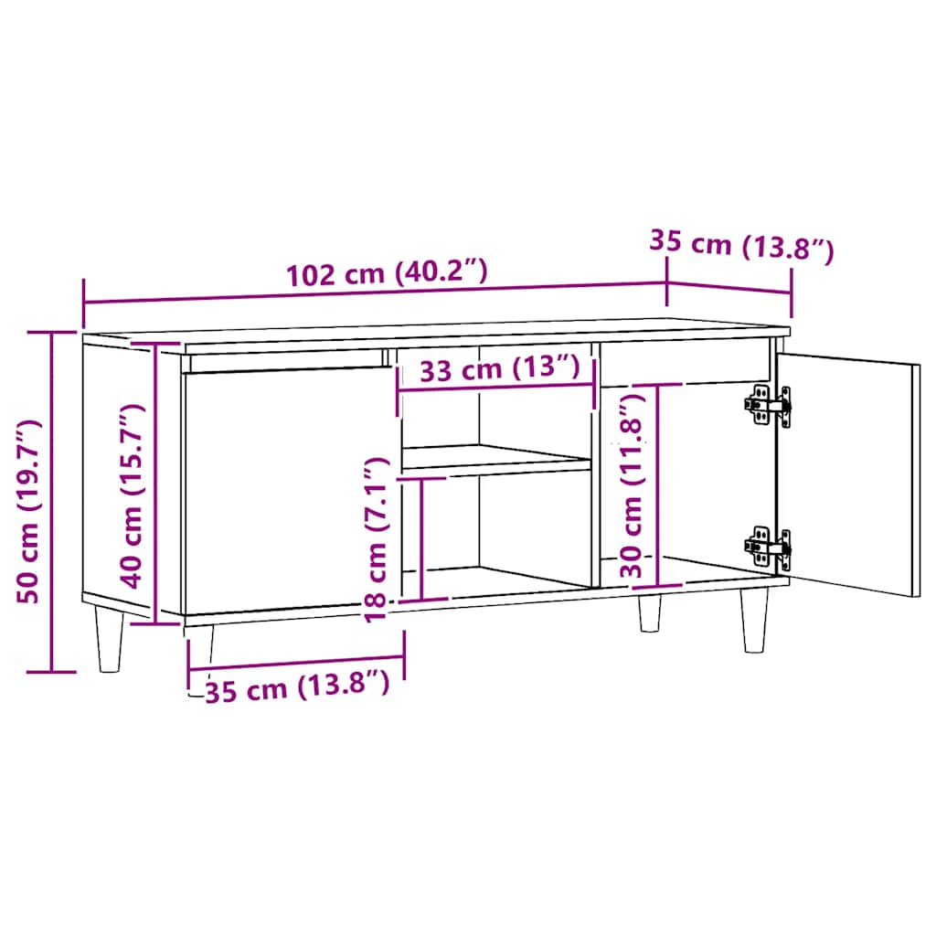 Mobile TV Rovere Artigianale 102x35x50 cm in Legno Multistrato