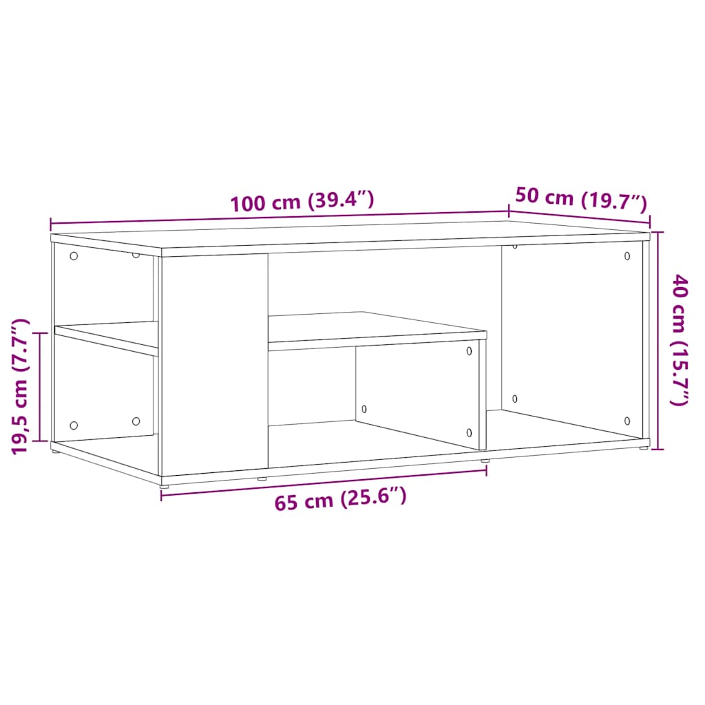 Tavolino Salotto Rovere Artigianale 100x50x40 cm in Truciolato | homemem39