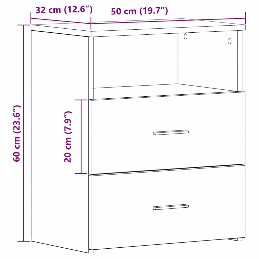 Comodini 2pz Rovere Artigianale 50x32x60cm in Legno Multistrato - homemem39