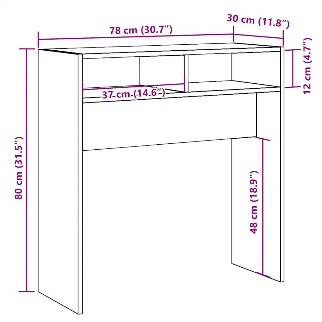Tavolo Consolle Rovere Artigianale 78x30x80 cm in Truciolato | homemem39
