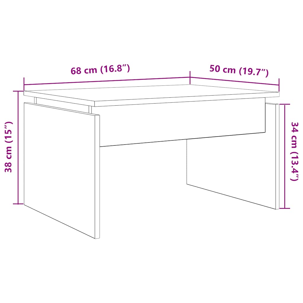 Tavolino da Salotto Rovere Artigianale 68x50x38cm in Truciolato | homemem39