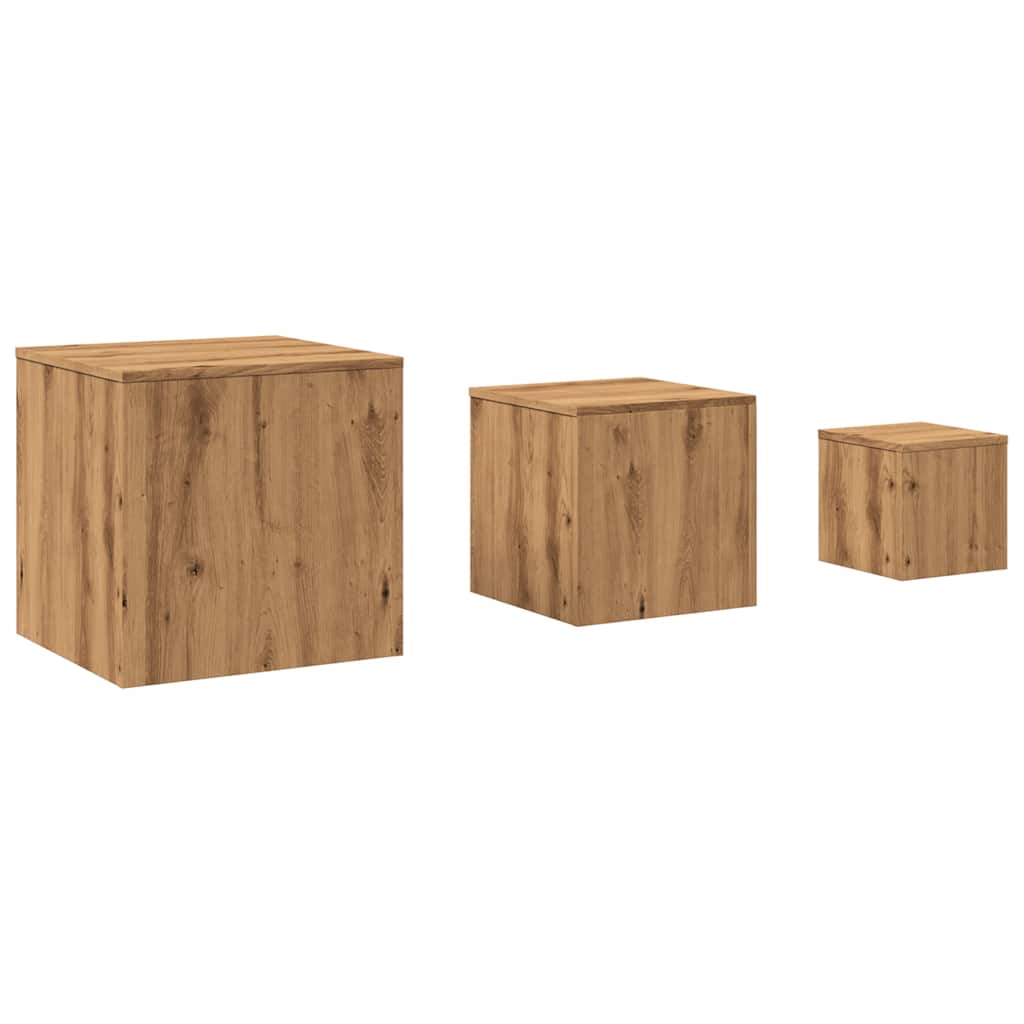 Tavolini 3 pz Rovere Artigianale in Legno Multistrato - homemem39