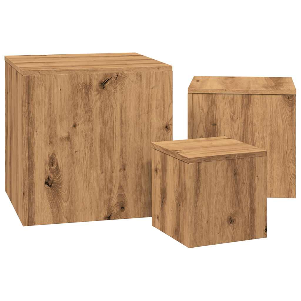Tavolini 3 pz Rovere Artigianale in Legno Multistrato - homemem39