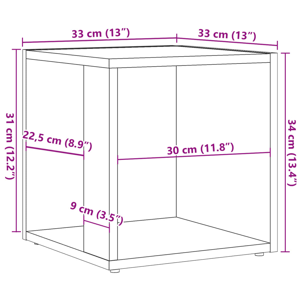 Tavolino Legno Antico 33x33x34 cm in Legno Multistrato | homemem39