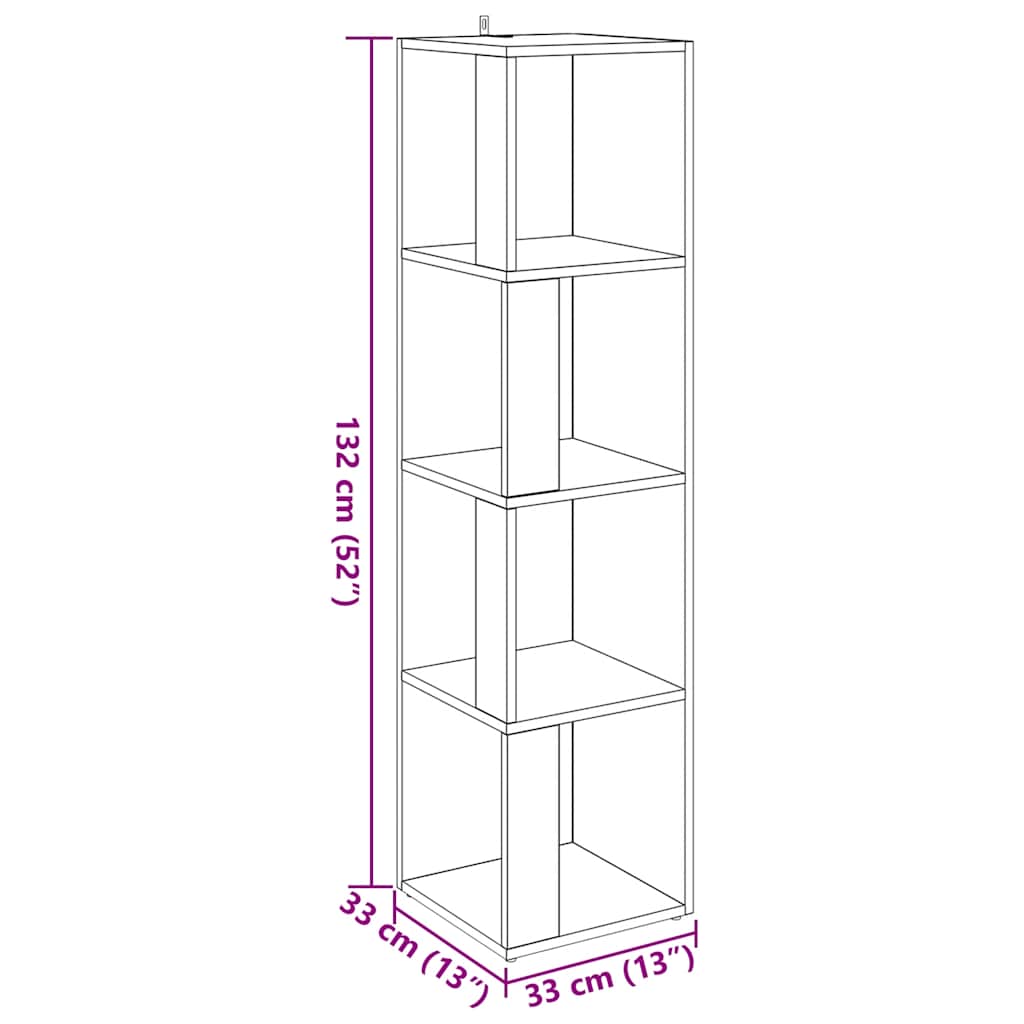 Scaffale Angolare Rovere Artigianale 33x33x132 cm in Truciolato | homemem39