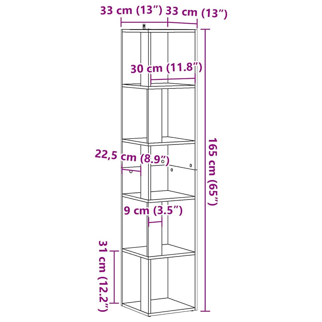 Mobile Angolare Legno Antico 33x33x165 cm in Truciolato | homemem39