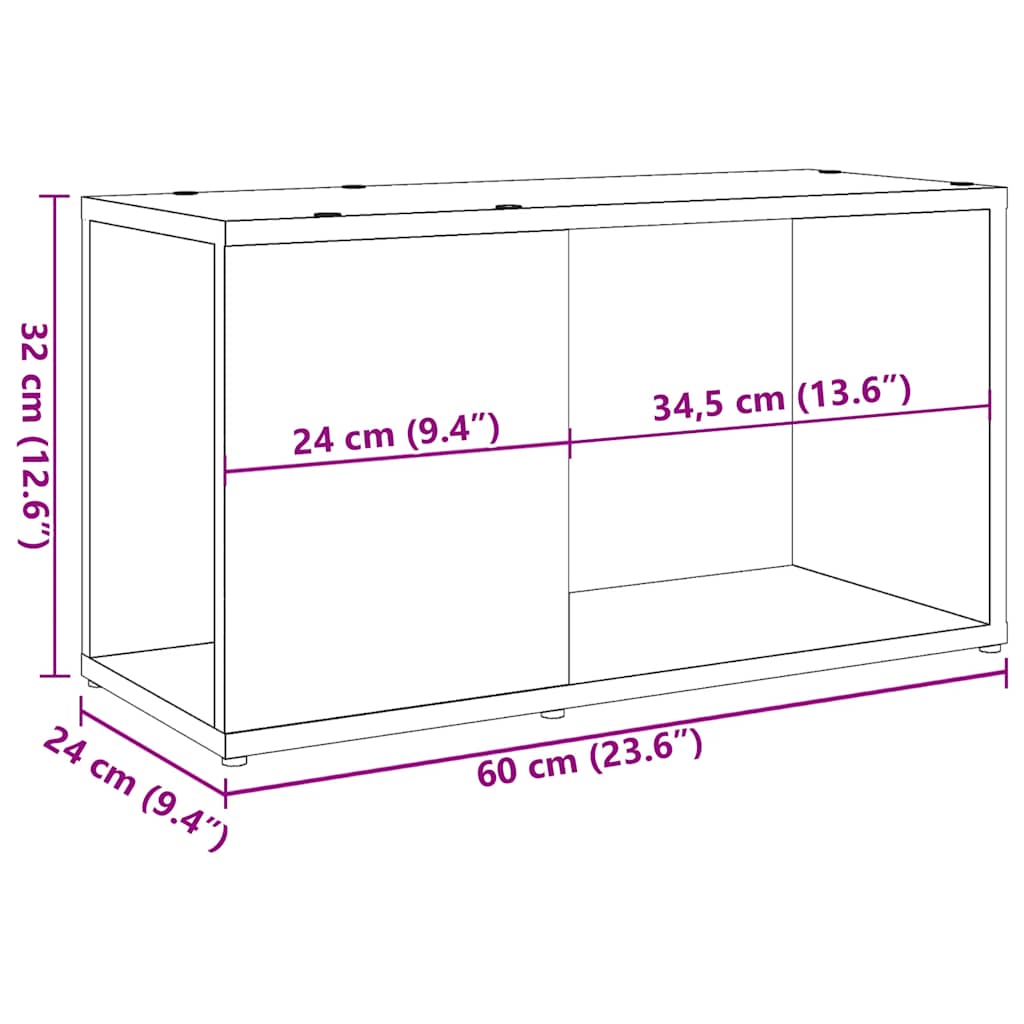 Mobile Porta TV Rovere Artigianale 60x24x32 cm in Truciolato | homemem39