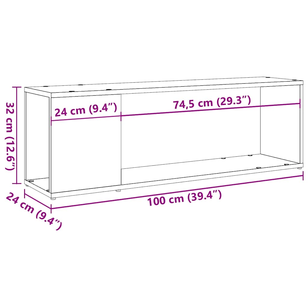 Mobile TV Rovere Artigianale 100x24x32 cm in Legno Multistrato | homemem39