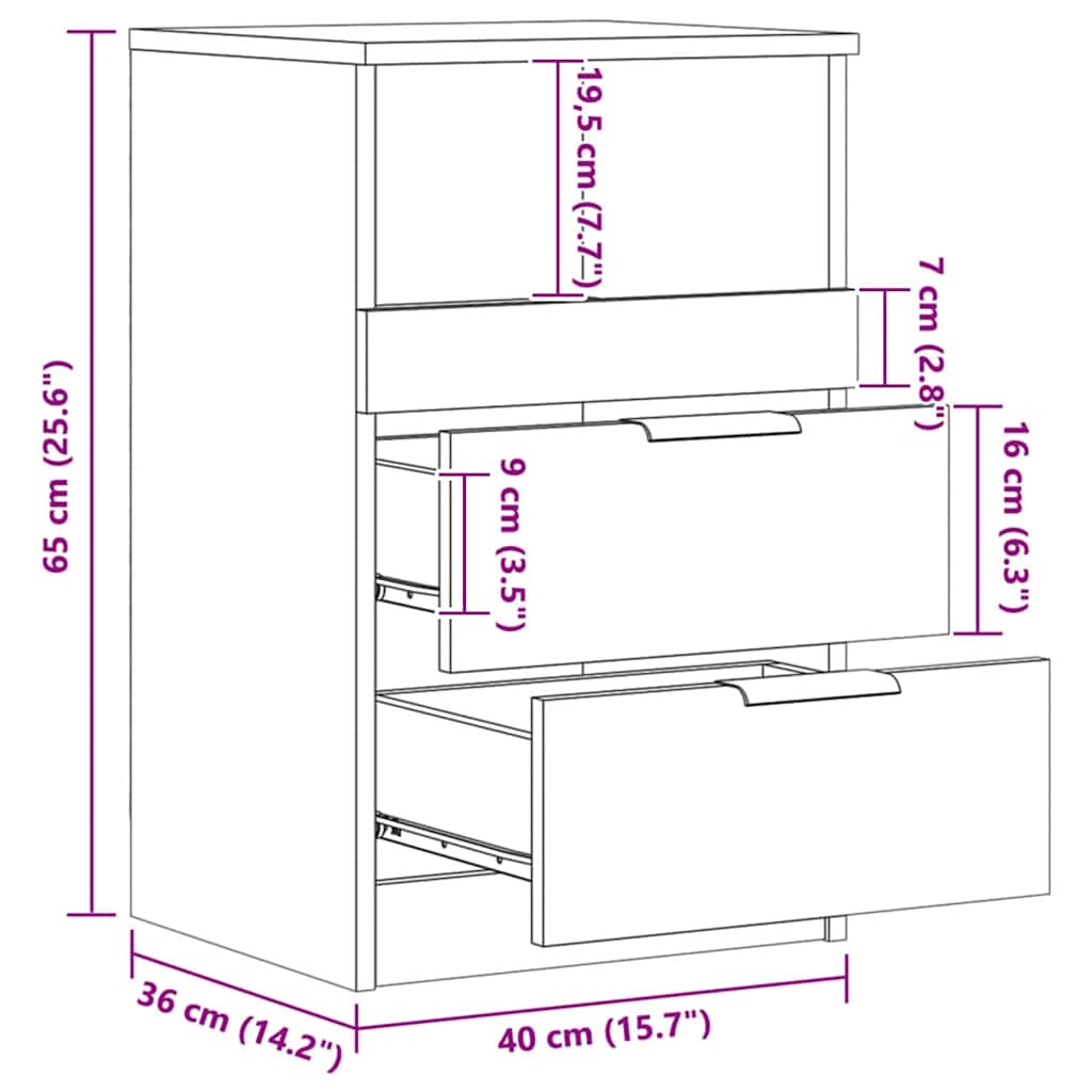 Comodino Rovere Artigianale 40x36x65 cm in Legno Multistrato