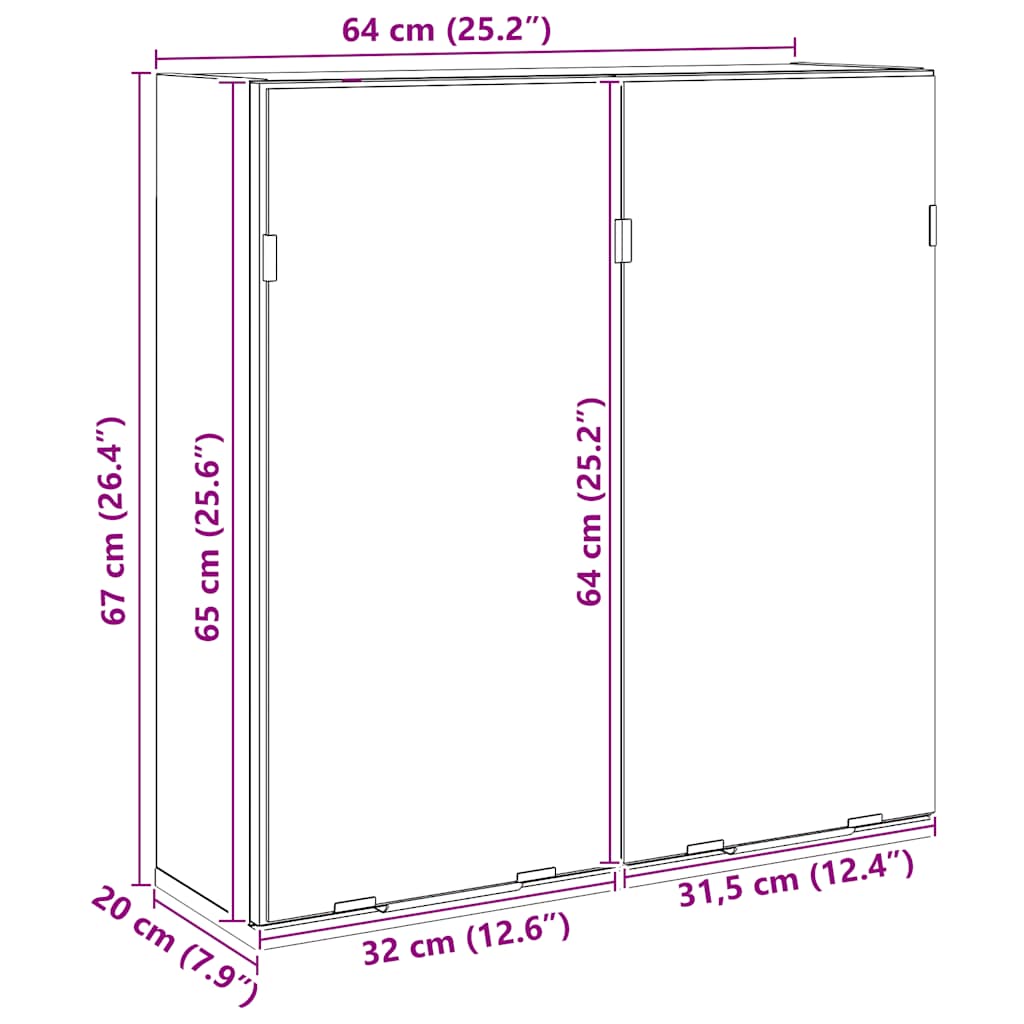 Mobile da Bagno Specchio Rovere Artigianale Legno Multistrato | homemem39