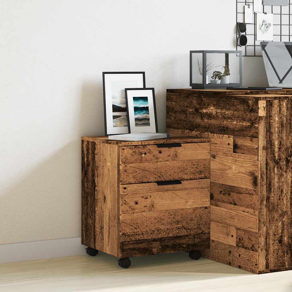 Schedario con Ruote Legno Antico 45x38x54 cm Legno Multistrato - homemem39