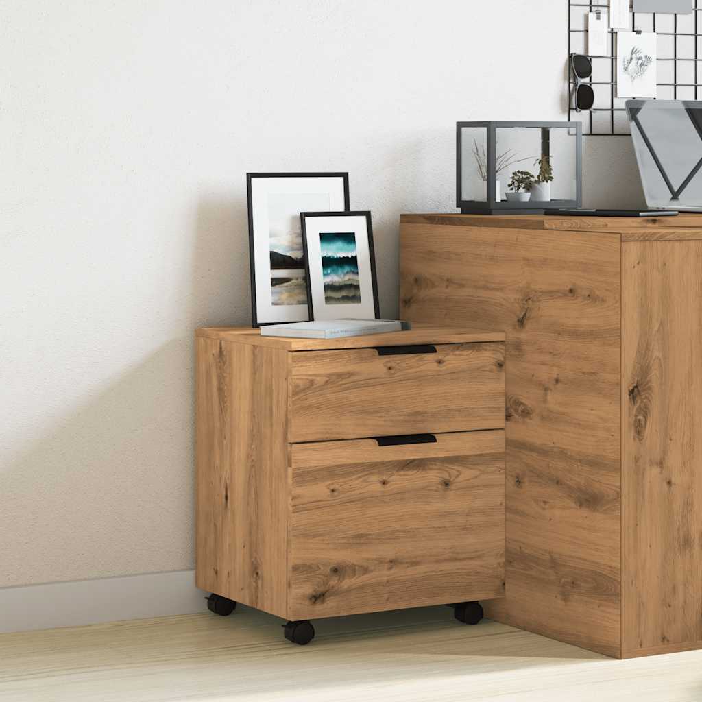 Schedario con Ruote Rovere 45x38x54 cm Legno Multistrato - homemem39