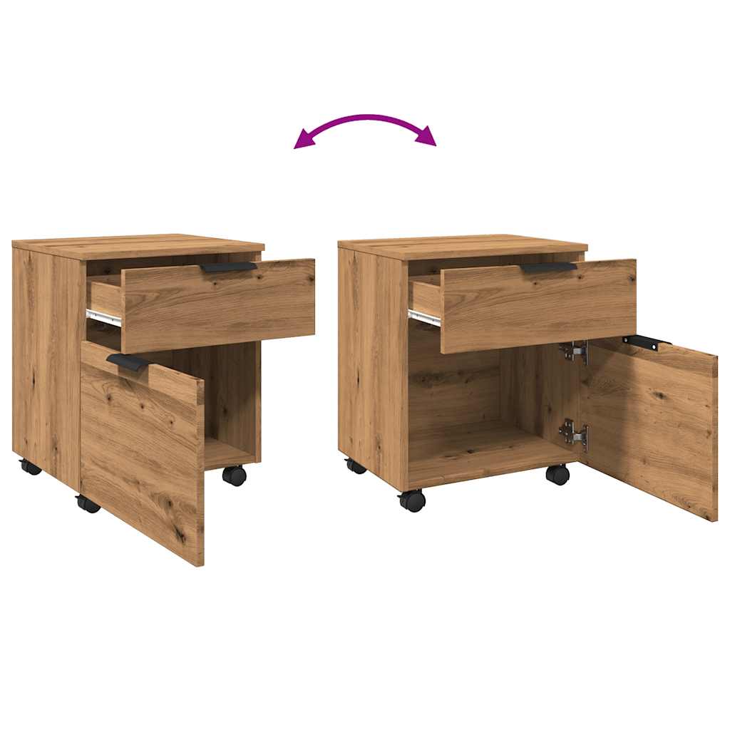 Schedario con Ruote Rovere 45x38x54 cm Legno Multistrato - homemem39