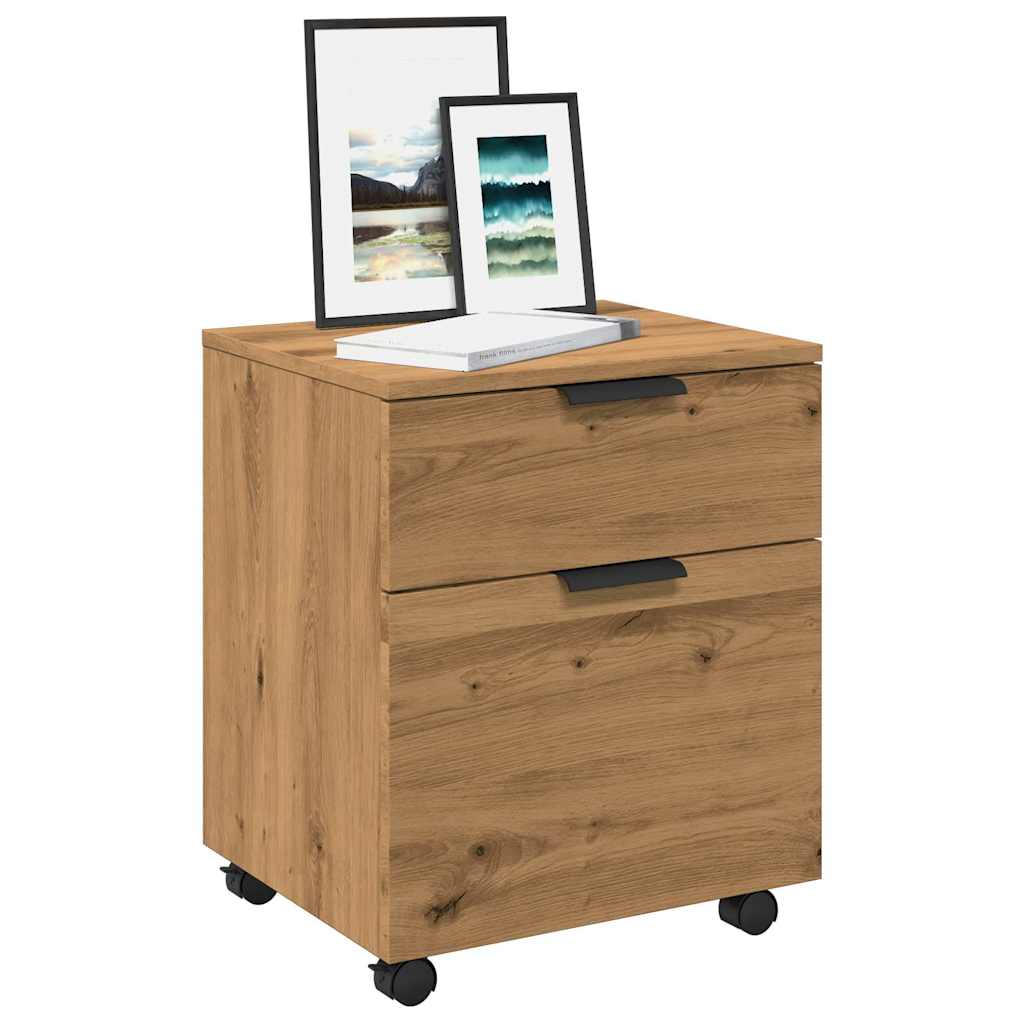 Schedario con Ruote Rovere 45x38x54 cm Legno Multistrato - homemem39