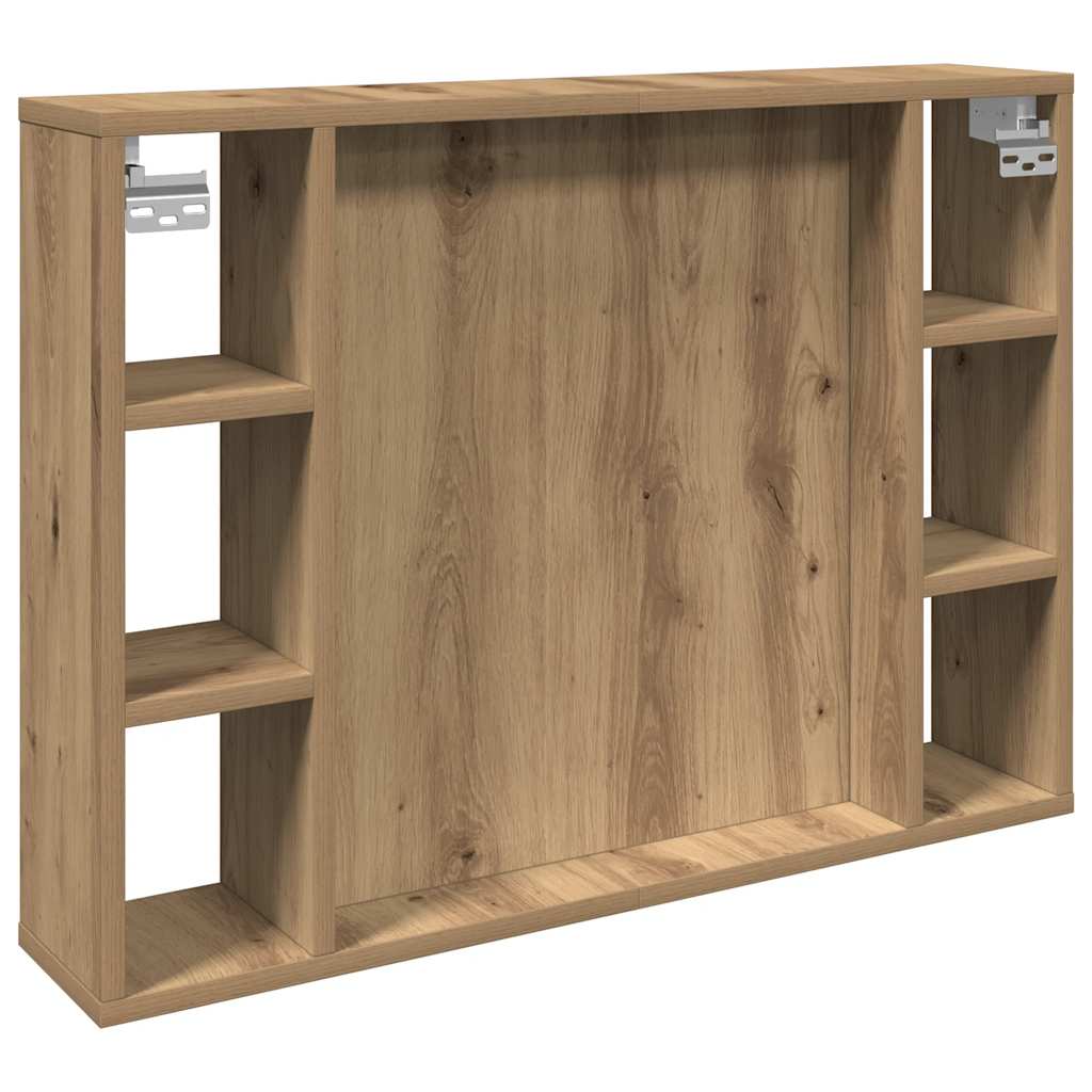 Mobile a Specchio LED Rovere Artigianale 76x15x55cm Multistrato - homemem39
