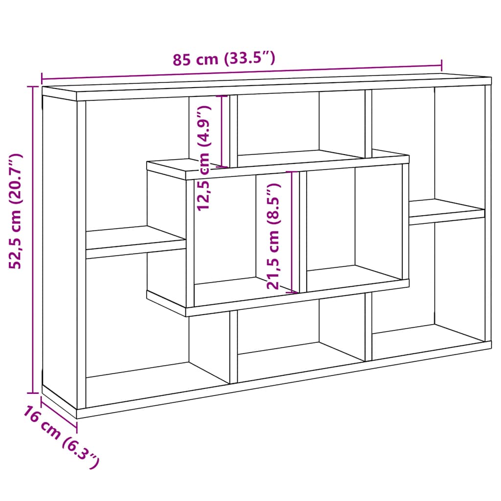 Scaffale a Parete Legno Antico 85x16x52,5 cm Legno Multistrato - homemem39