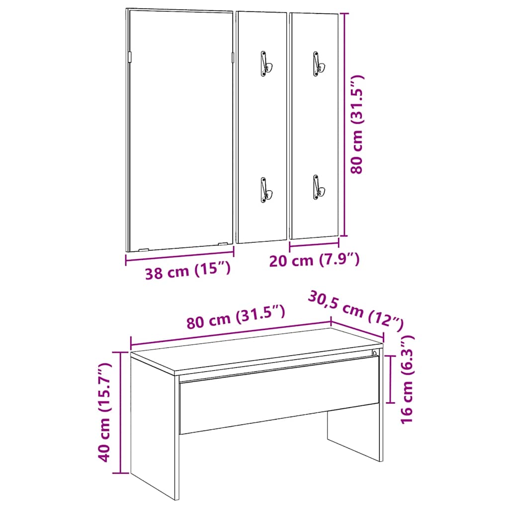 Set di Mobili da Corridoio Rovere Artigianale Legno Multistrato