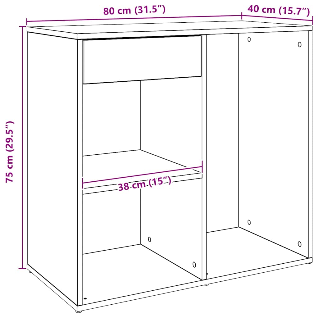 Armadietto per Cosmetici Rovere Artigianale 80x40x75 cm