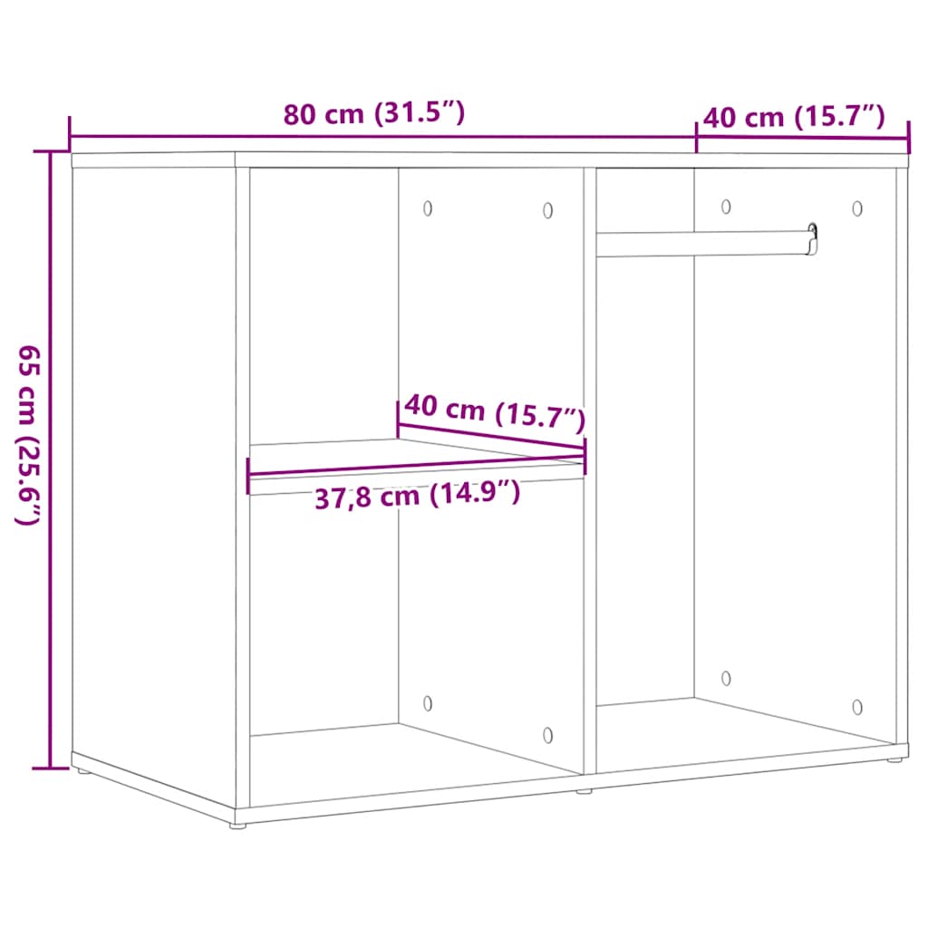 Armadietto per Cosmetici Legno Antico 80x40x65 cm in Truciolato - homemem39