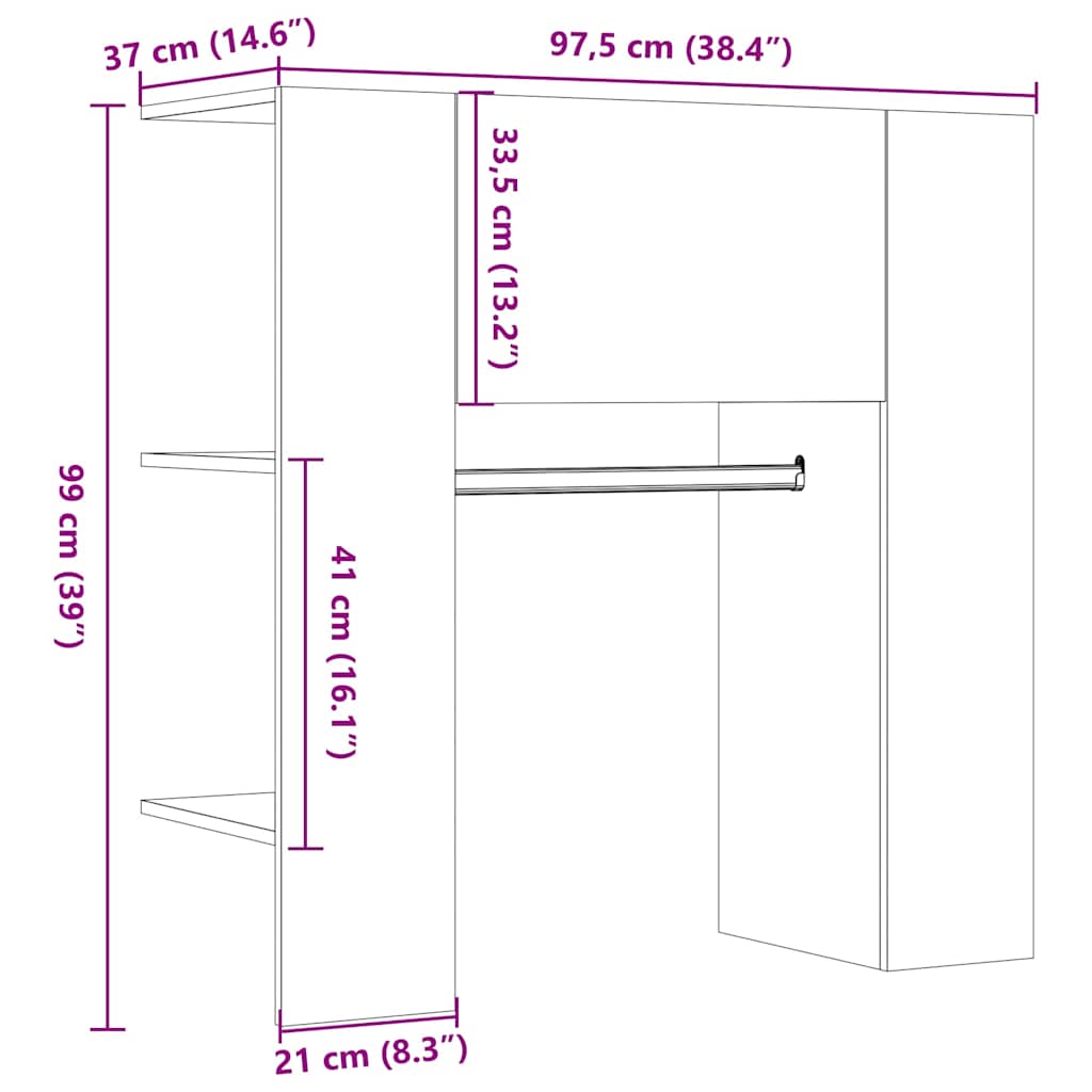 Scaffale Ingresso Legno Antico 97,5x37x99 cm Legno Multistrato - homemem39