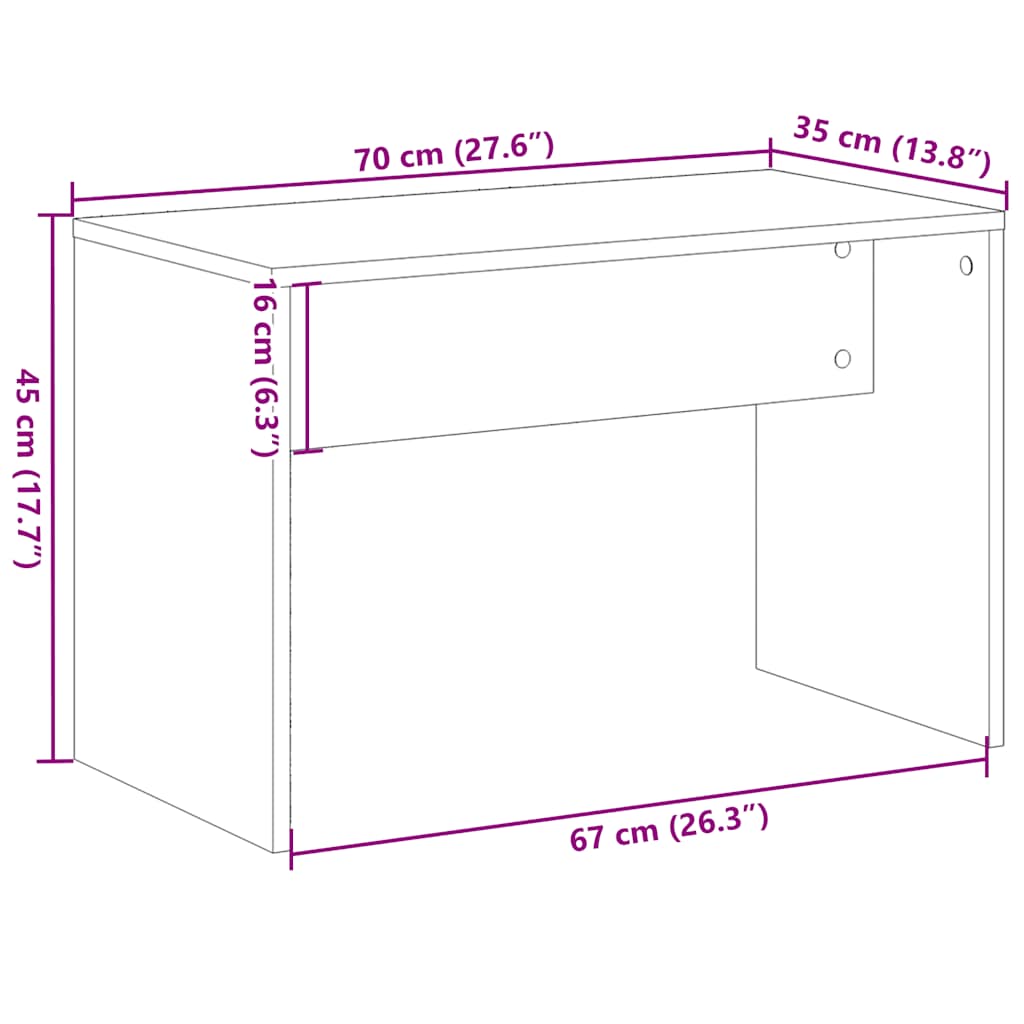 Sgabello da Toeletta Legno Vecchio 70x35x45cm Legno Multistrato - homemem39