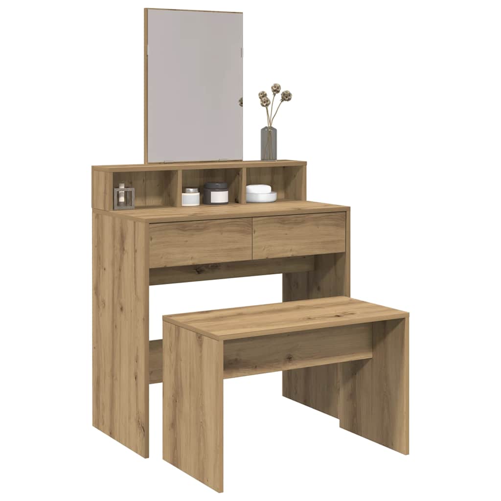 Sgabello da Toeletta Rovere Artigianale 70x35x45 cm Truciolato - homemem39