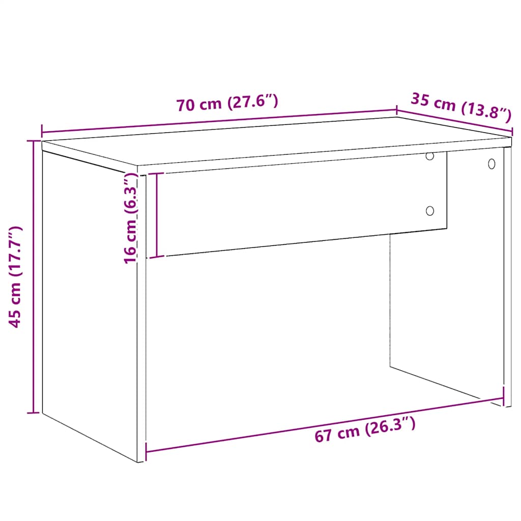Sgabello da Toeletta Rovere Artigianale 70x35x45 cm Truciolato - homemem39
