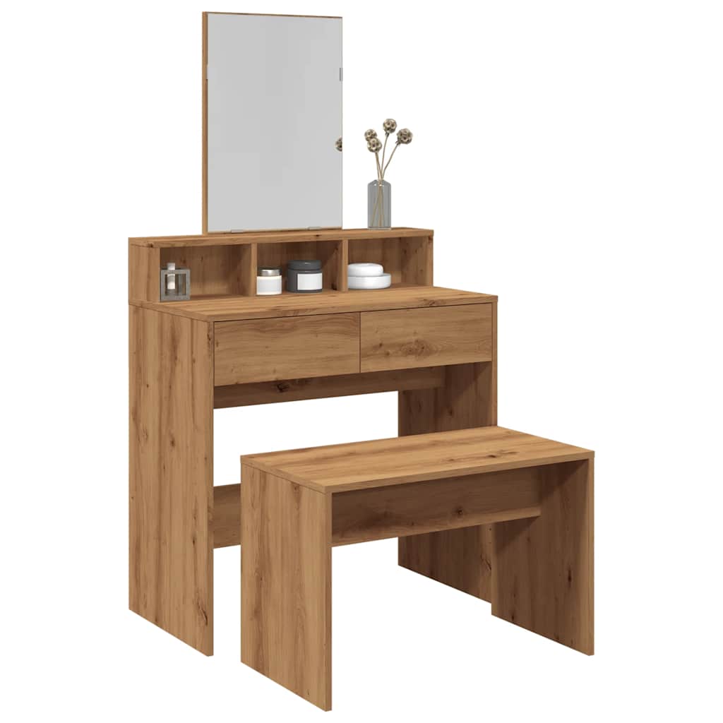 Sgabello da Toeletta Rovere Artigianale 70x35x45 cm Truciolato - homemem39