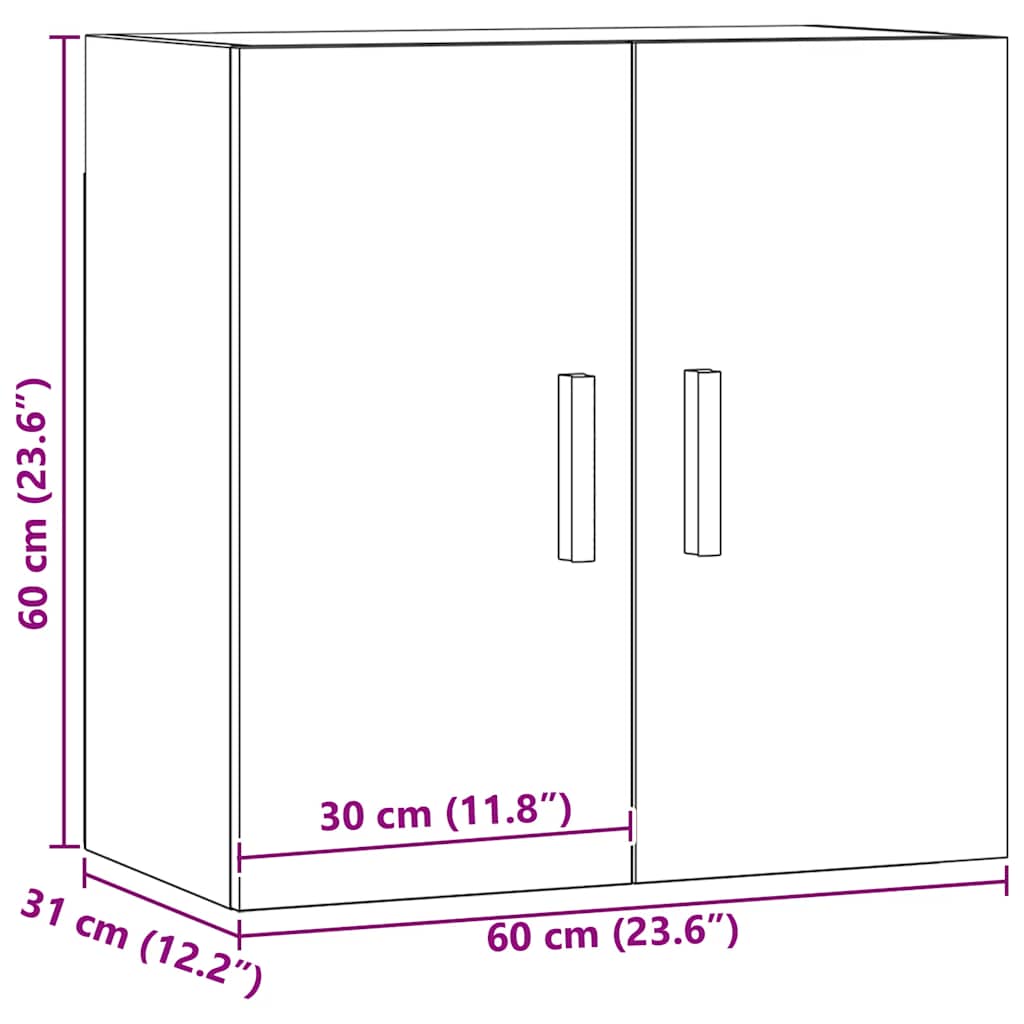 Armadietto a Muro Rovere Artigianale 60x31x60 cm in Truciolato