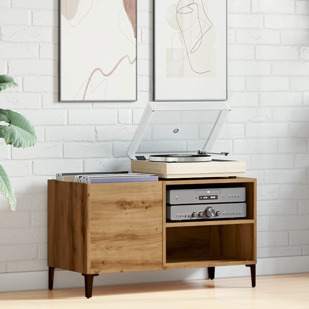 Mobile Porta Dischi Rovere Artigianale 84,5x38x48cm Multistrato - homemem39
