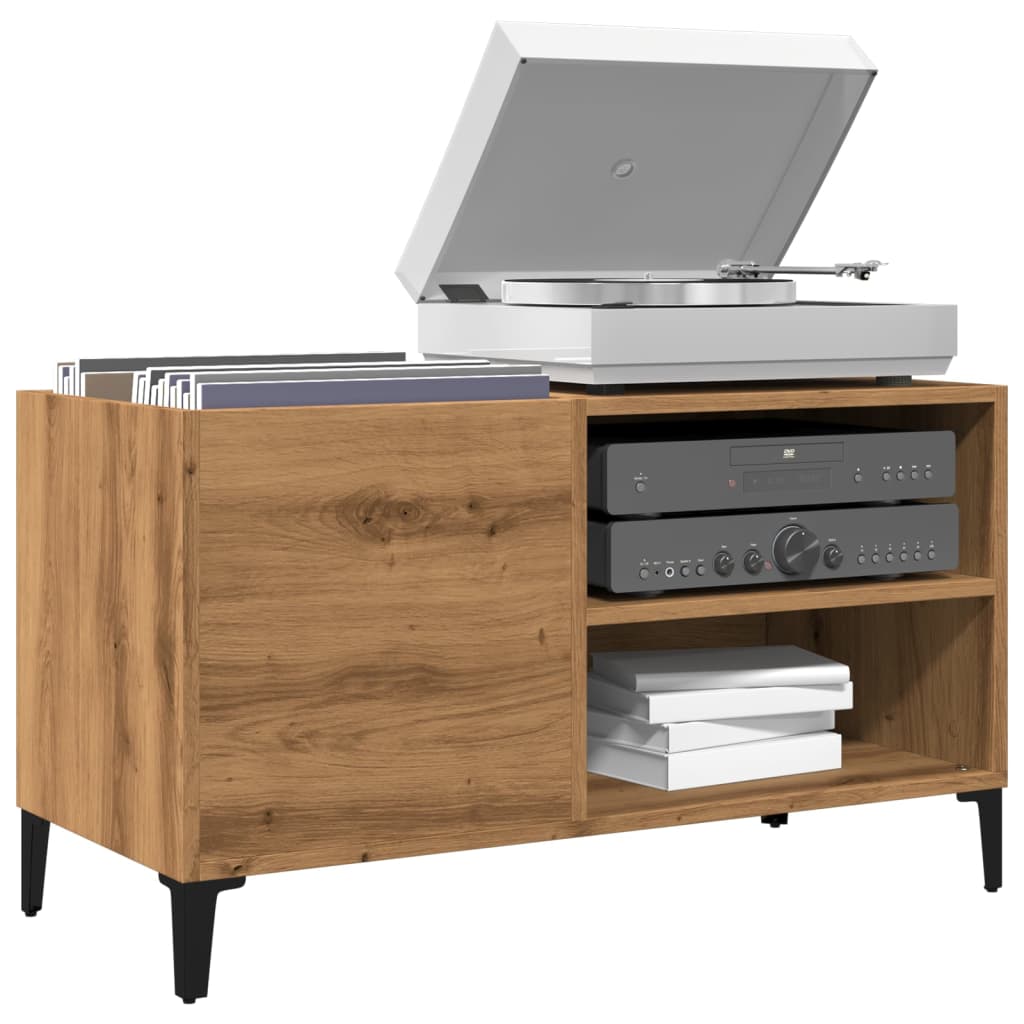 Mobile Porta Dischi Rovere Artigianale 84,5x38x48cm Multistrato - homemem39