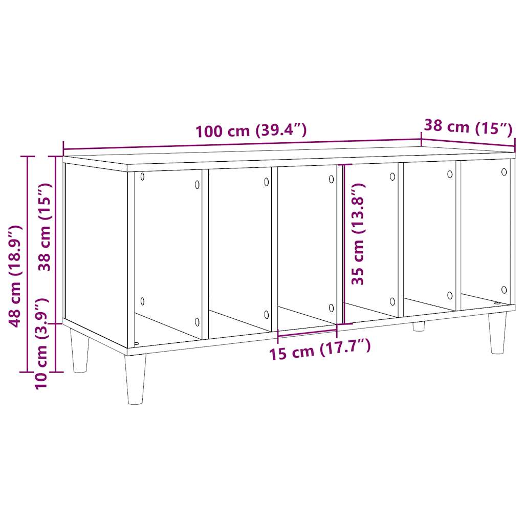 Mobile Porta Dischi Legno Antico 100x38x48 cm Legno Multistrato | homemem39