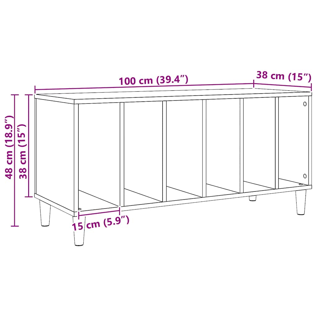 Mobile Porta Dischi Rovere Artigianale 100x38x48 cm Multistrato | homemem39