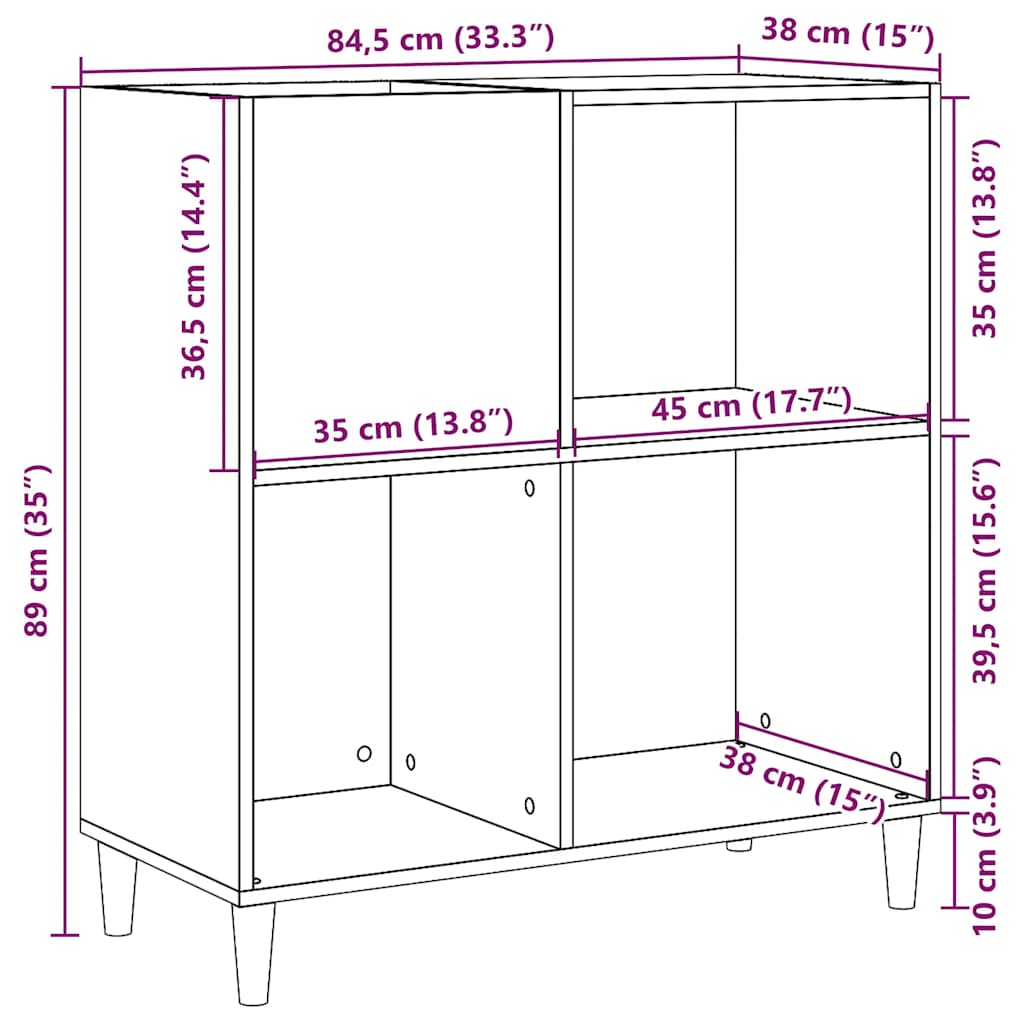 Mobile Porta Dischi Legno Antico 84,5x38x89cm Legno Multistrato - homemem39