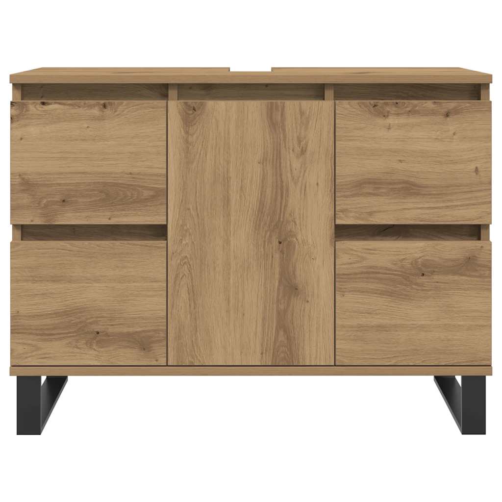 Mobiletto da Bagno Rovere Artigianale 80x33x60 cm in Truciolato