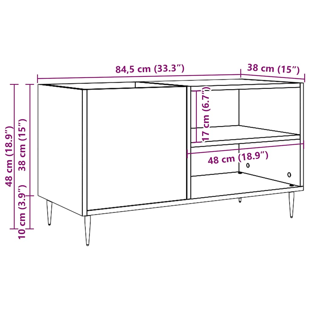 Mobile Porta Dischi Legno Antico 84,5x38x48cm Legno Multistrato | homemem39