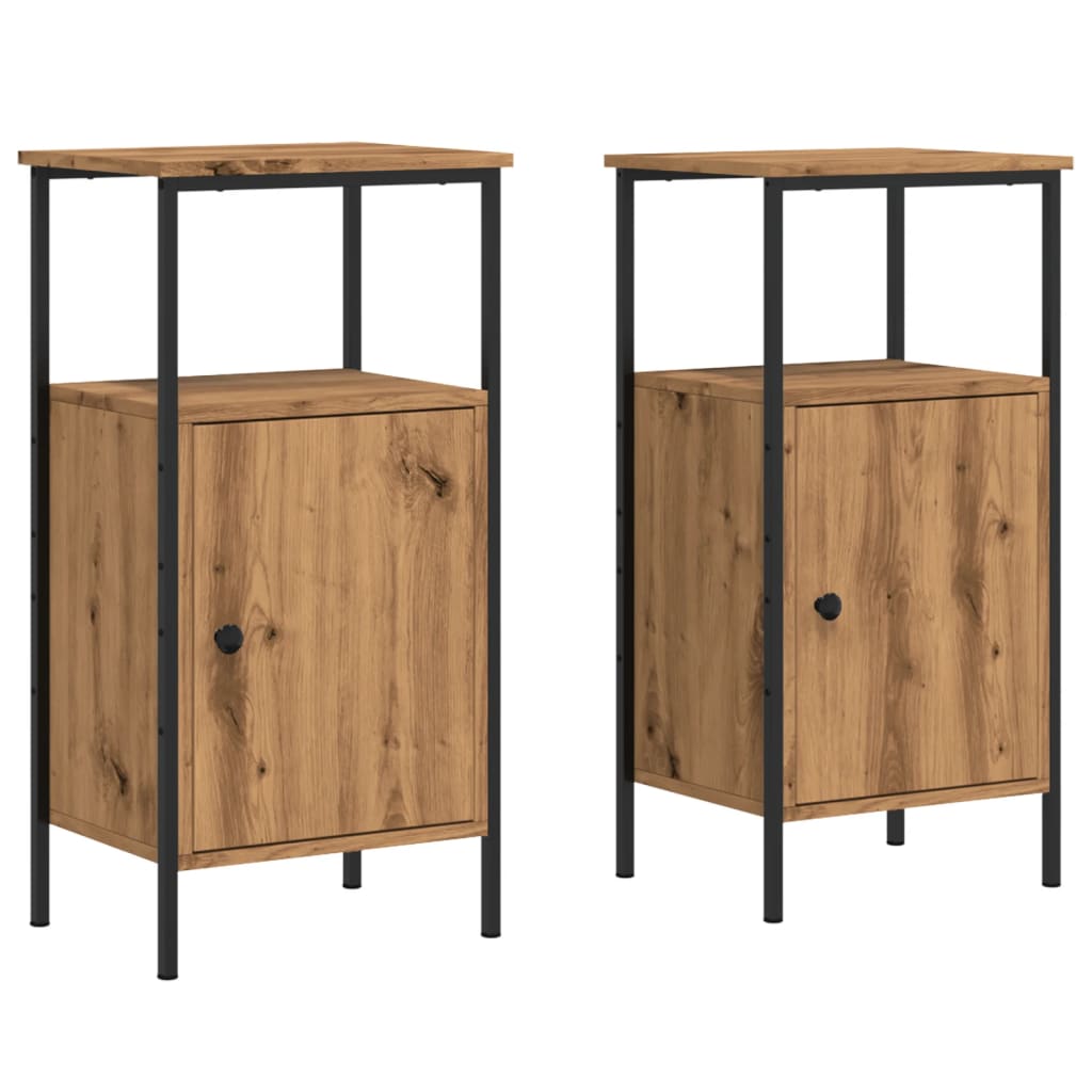 Comodini 2pz Rovere Artigianale 41x31x80cm in Legno Multistrato
