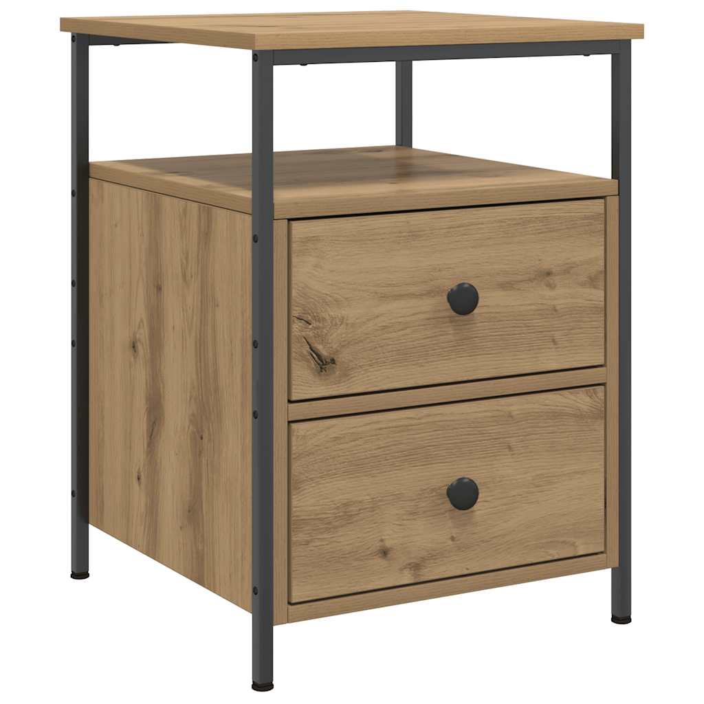 Comodini 2pz Rovere Artigianale 44x45x60cm in Legno Multistrato
